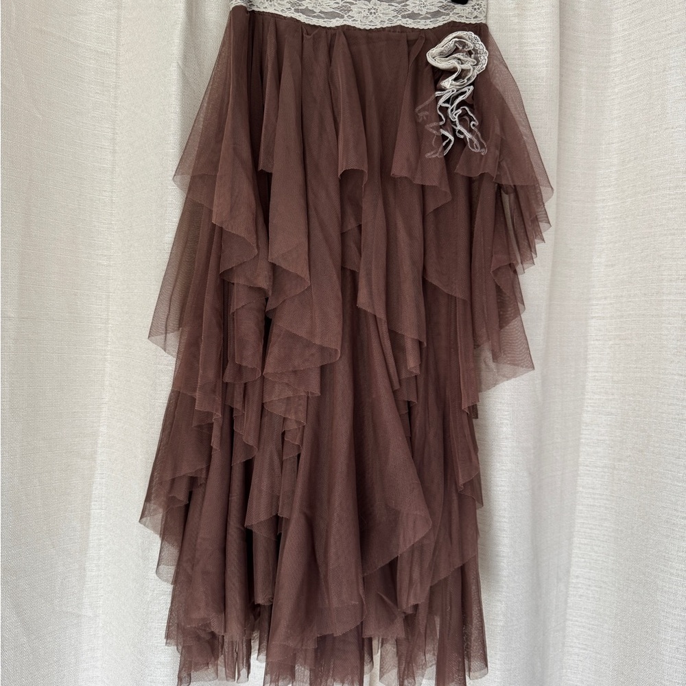 Elegant Brown Layered Skirt